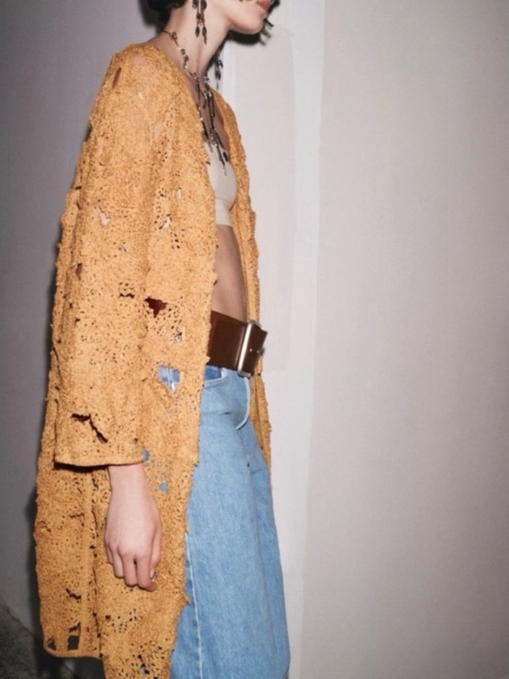 Zara open Macrame Robe Coat